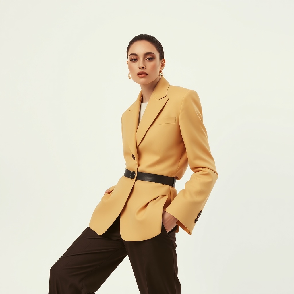 fashion editorial composition, luxury apparel, minimalist background
