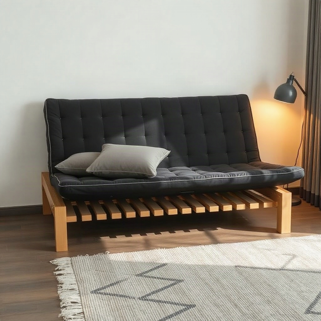 Komfortní pružný futon na lamelovém roštu postele