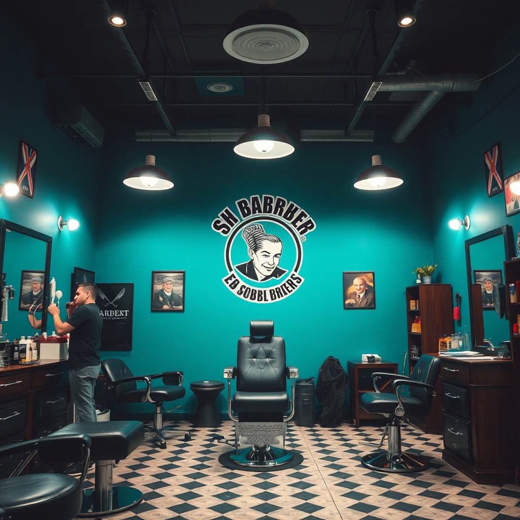 barbershop interior wide shot