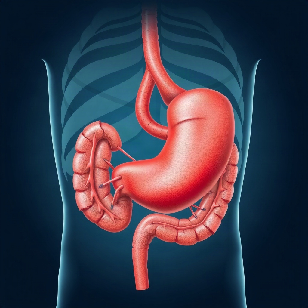 stomach anatomy medical illustration, clean clinical style
