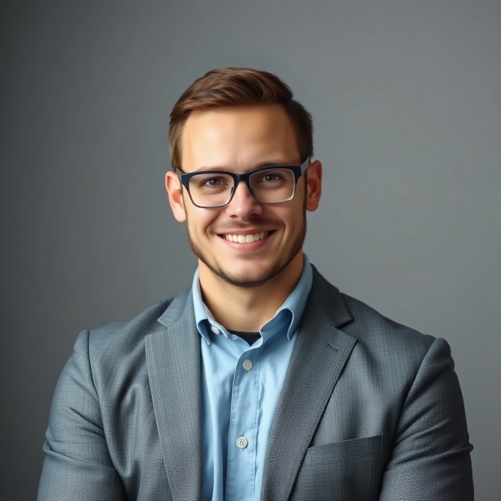 professional portrait of confident male anxiety specialist in soft studio light