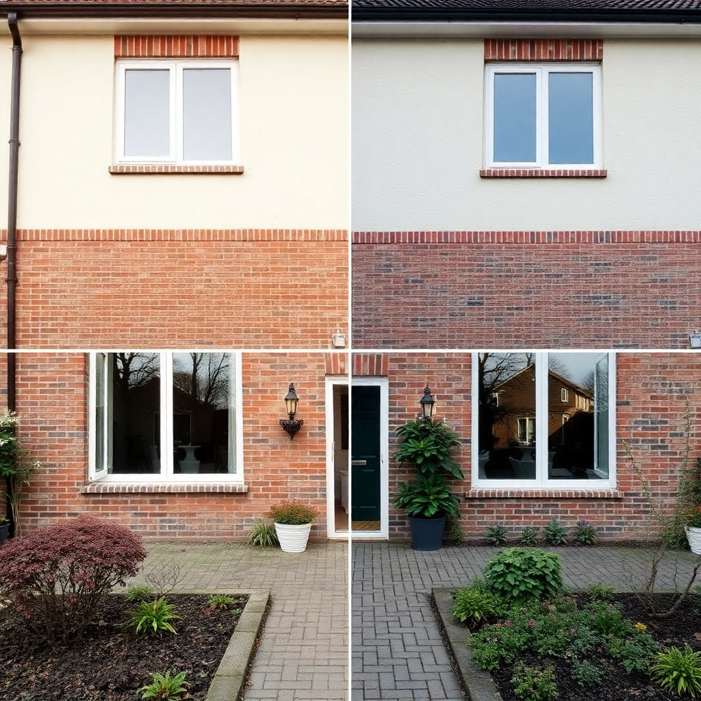cozy family home exterior renovation before after warm brick facade garden Poland