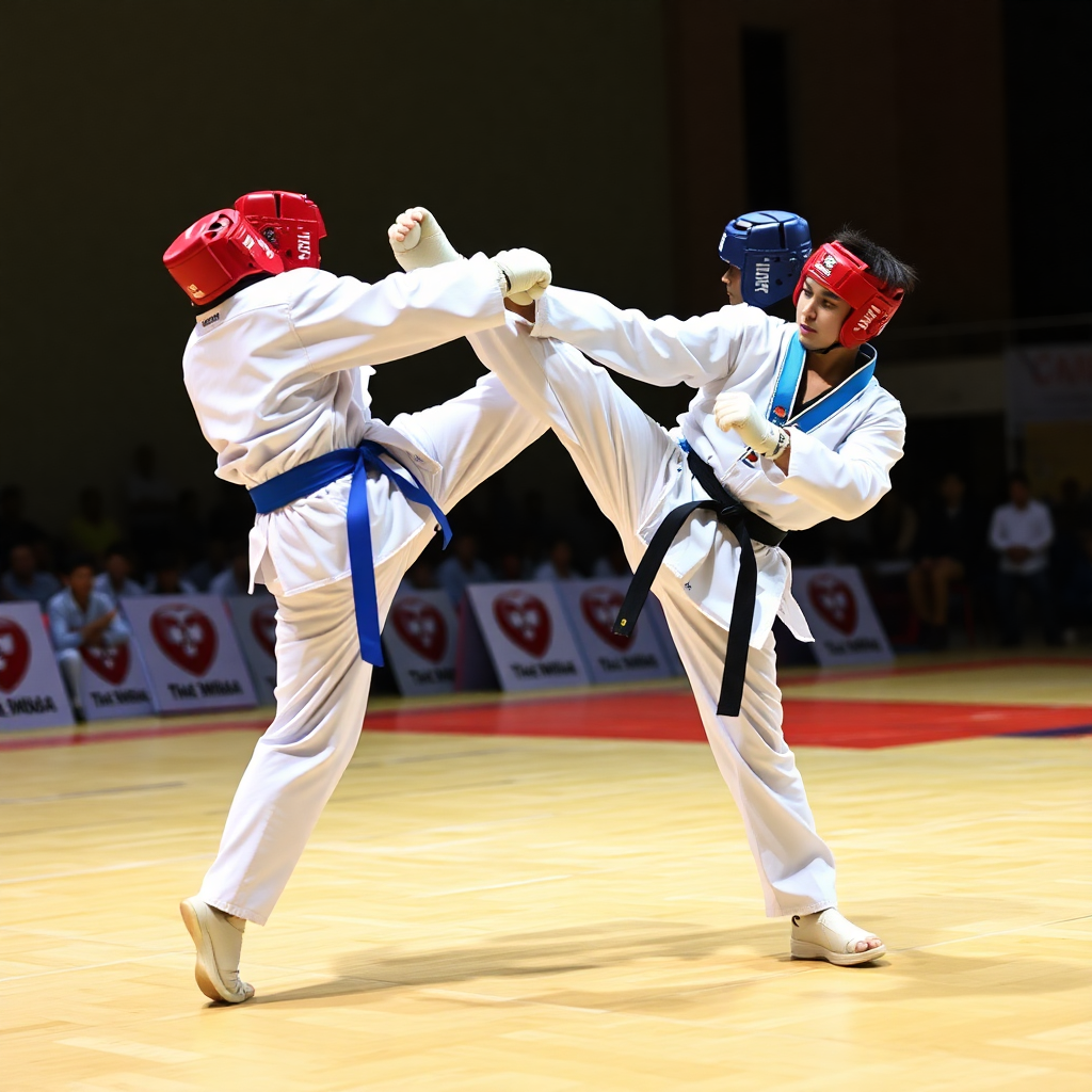 taekwondo sparring competition Gujarat youth championship action kick