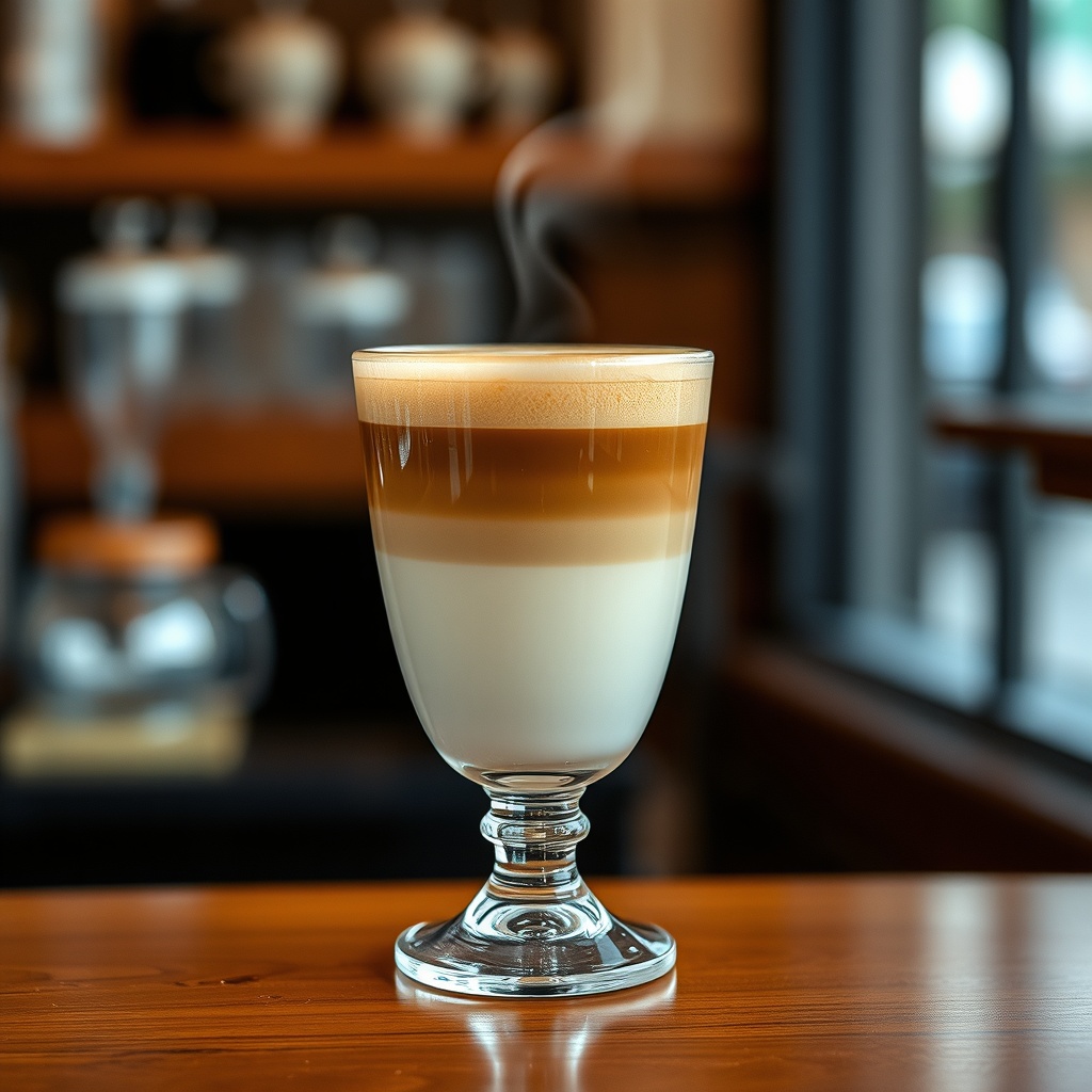 classic espresso latte coffee art in glass artisan coffee shop