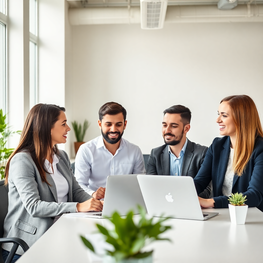 young diverse accountant team collaborating in modern bright Warsaw coworking office, casual profess