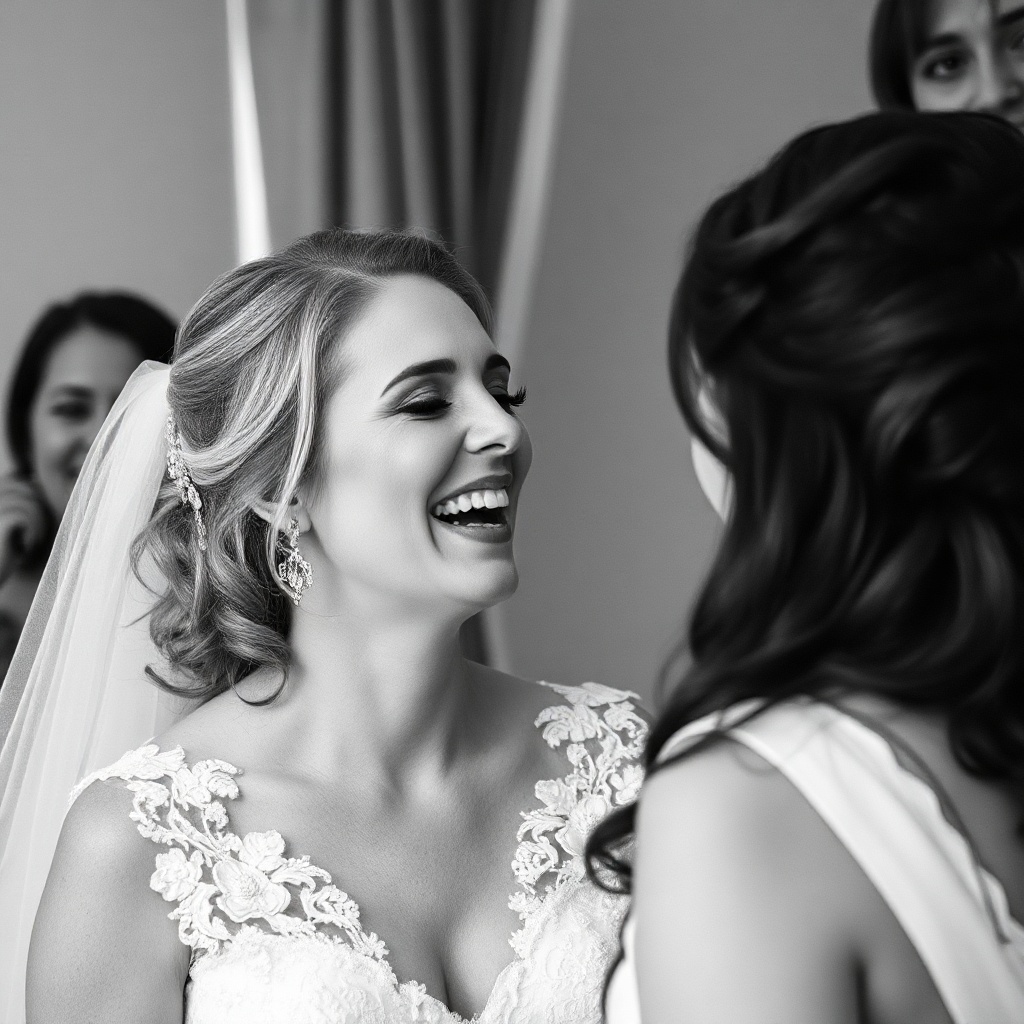 Bride laughing candidly