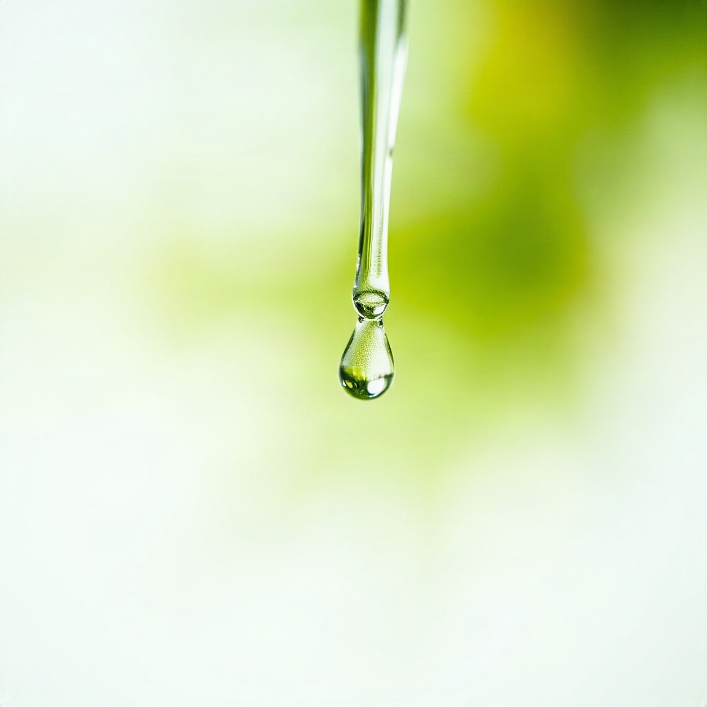 macro photography of herbal botanical extraction process,
droplets falling into liquid, microscope s