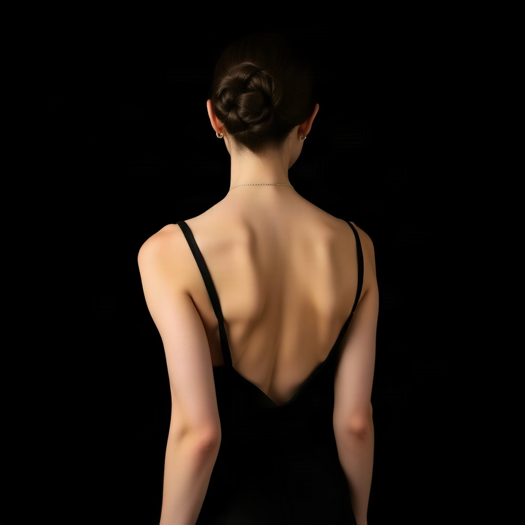 haute couture model in black dress