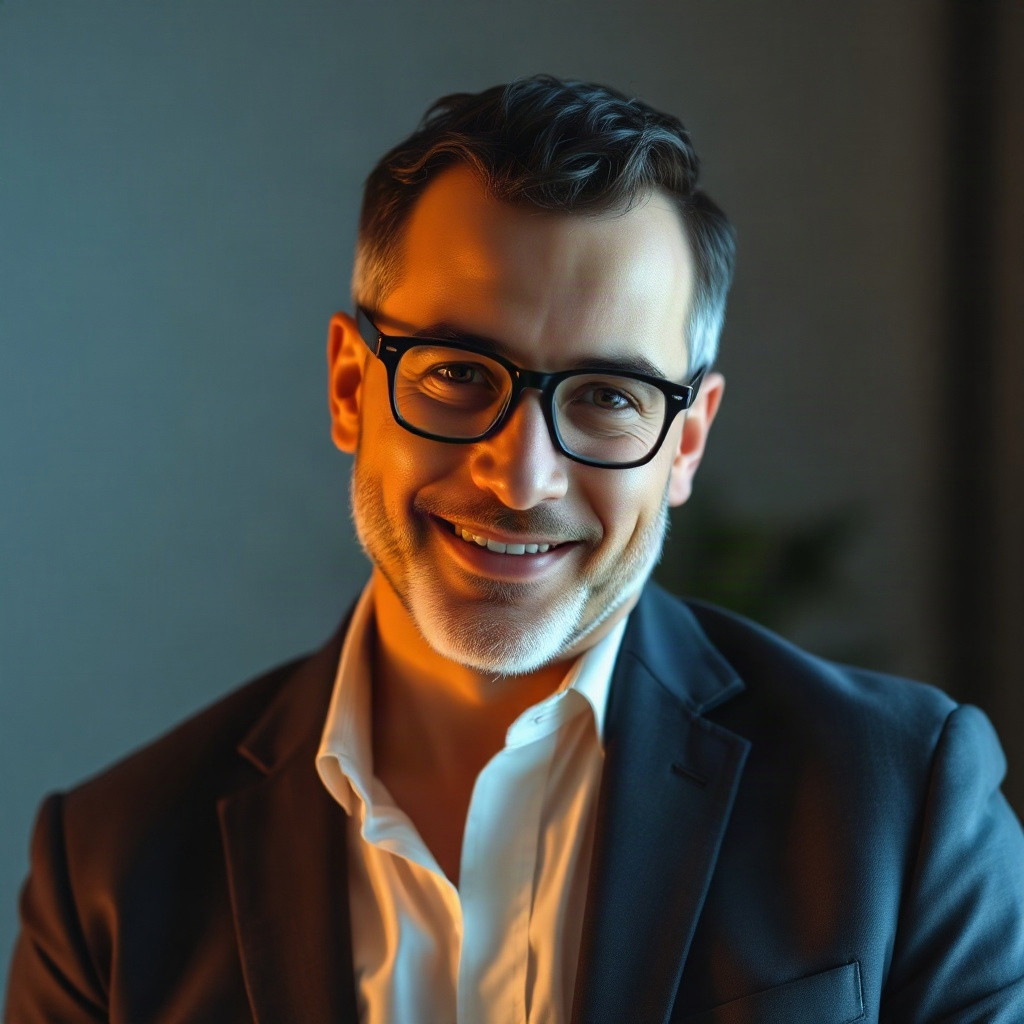 portrait of a confident business leader, modern studio lighting