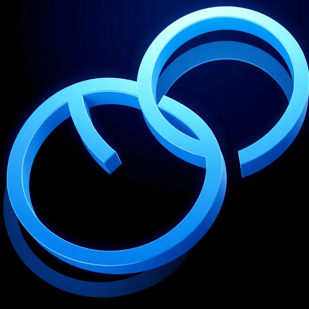 Abstract 3D icon of code brackets, electric blue and white, dark background, minimal