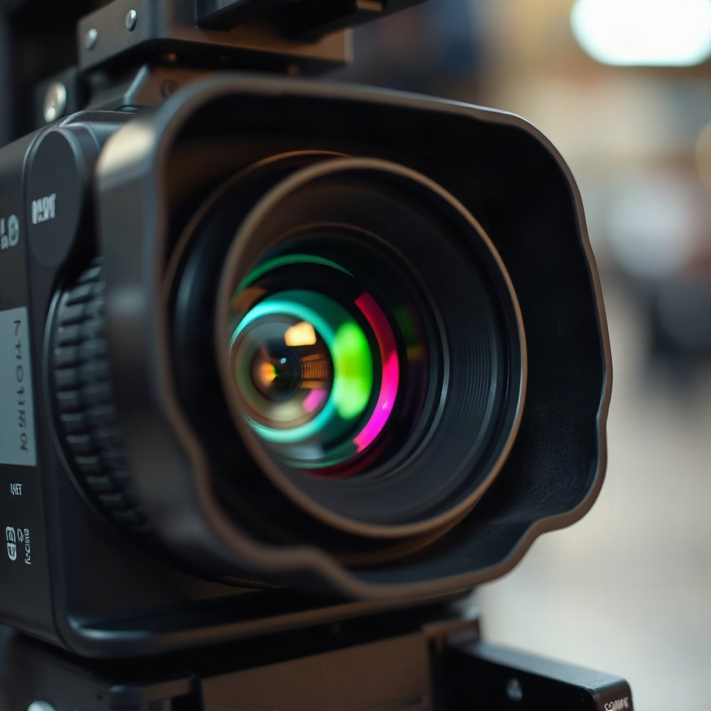 close up of film equipment lens