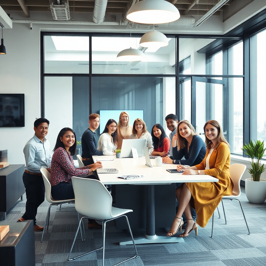 diverse team in workspace