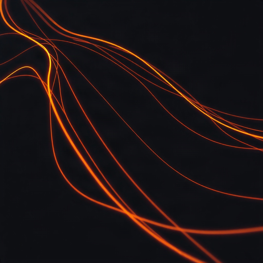 abstract data visualization with glowing orange lines on dark gray background