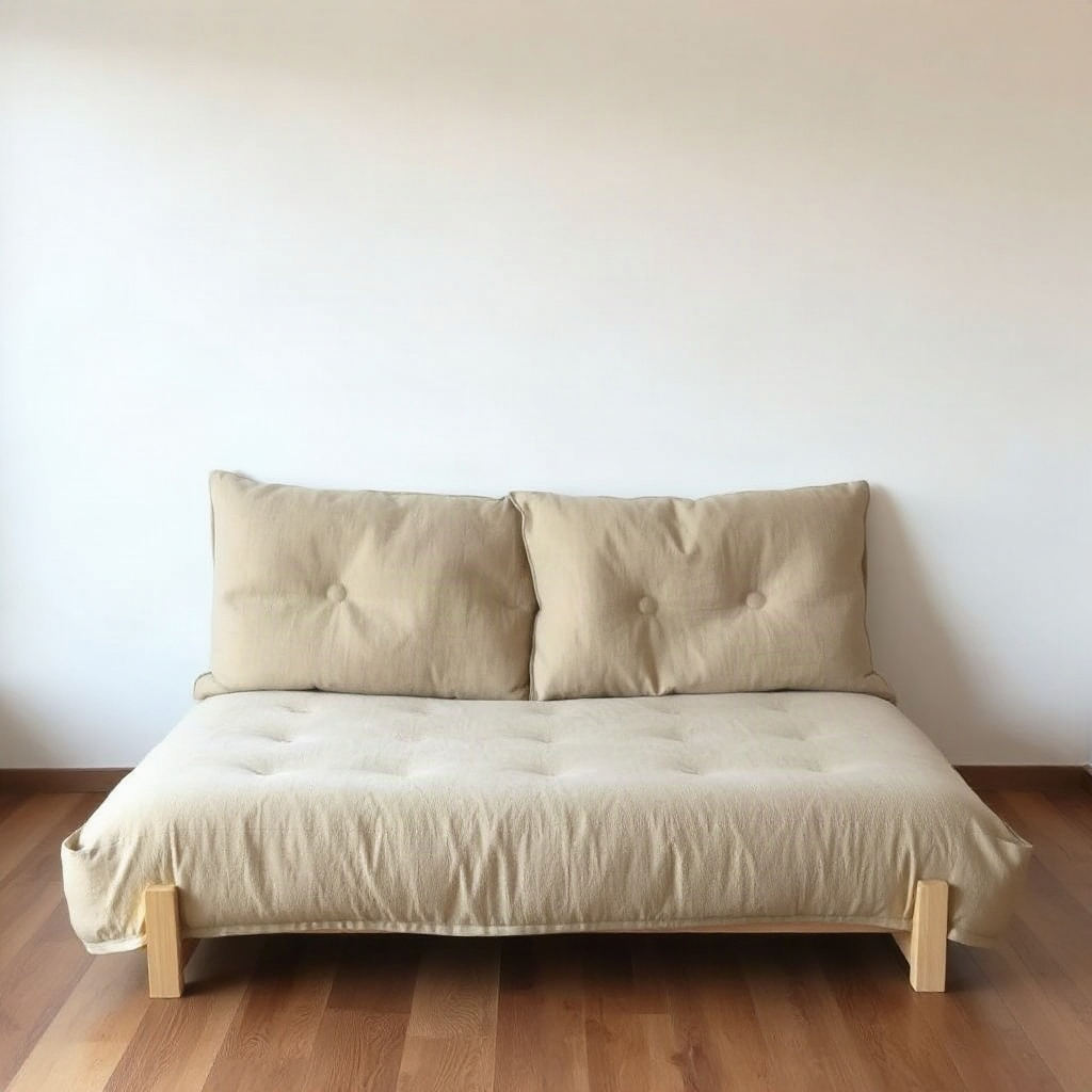 Tradiční japonský bavlněný futon v minimalistickém stylu