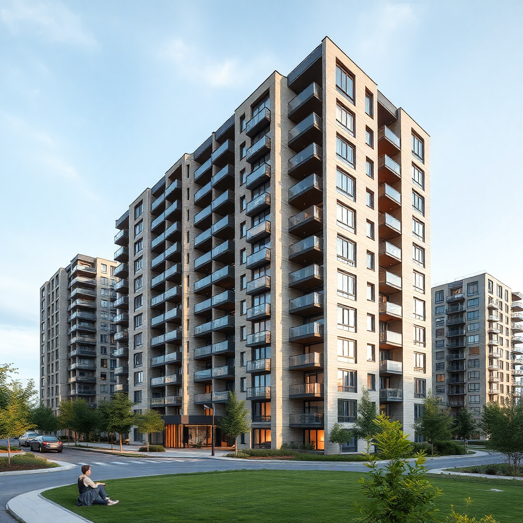 large residential apartment complex modern architecture construction Poland city