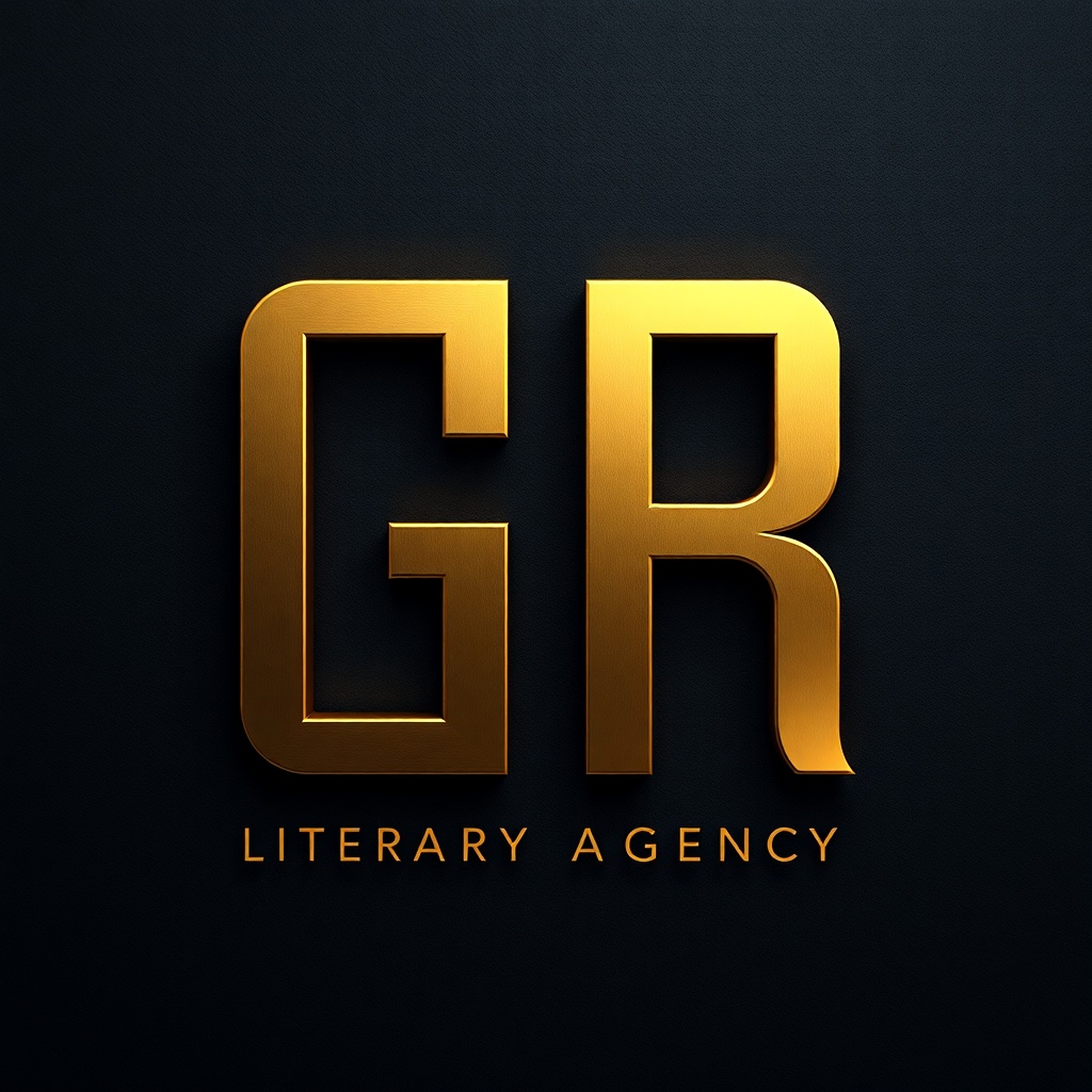 luxury metallic gold and silver 'GR' monogram logo on a deep charcoal textured background, elegant p