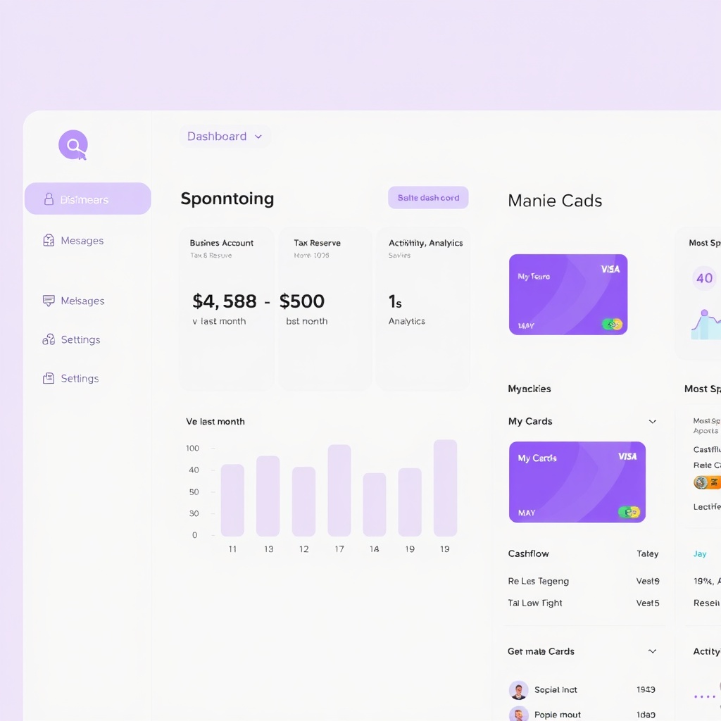 High-fidelity financial dashboard UI mockup exactly like the reference: Left sidebar with 'Main' (Da