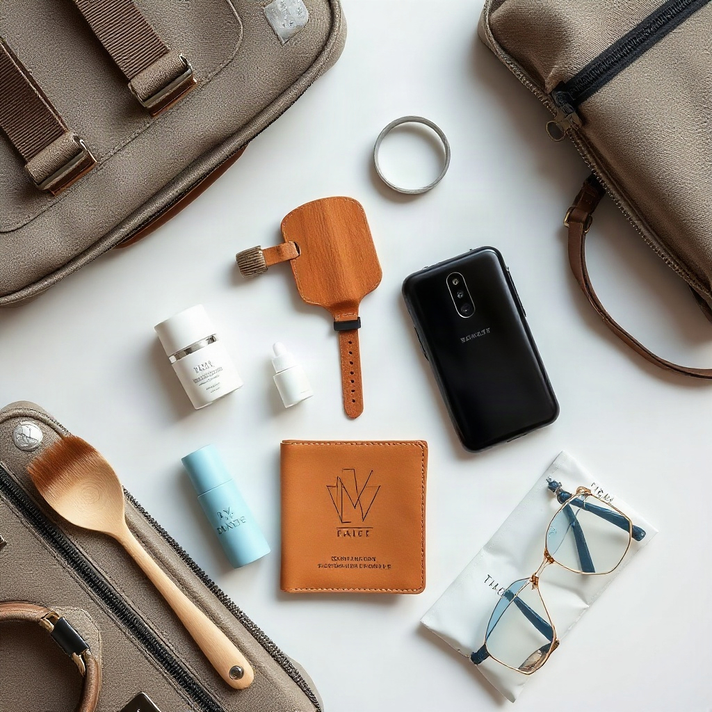 minimalist travel capsule accessories flatlay