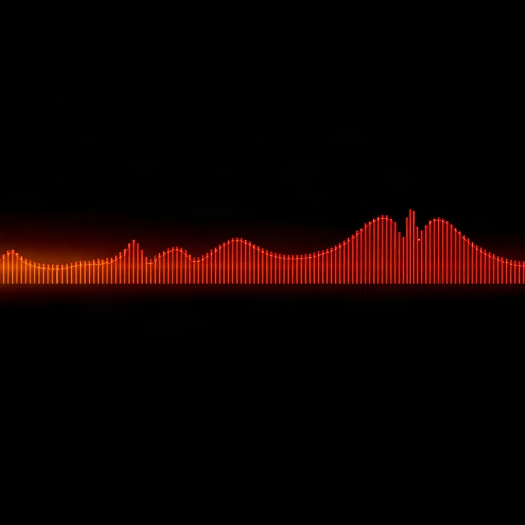 abstract scientific visualization of infrared light wavelength spectrum, dark background with glowing lines