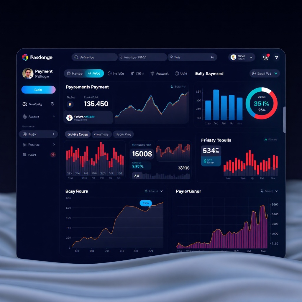 Synapse dark mode dashboard showing a multi-currency payment ledger with financial analytics charts