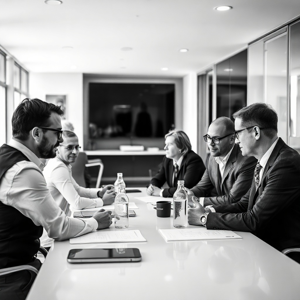 business strategists collaborating around a table