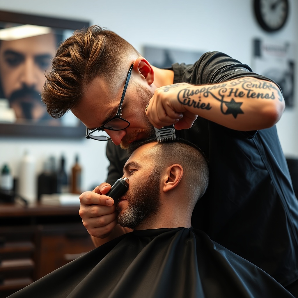 master barber at work with clippers