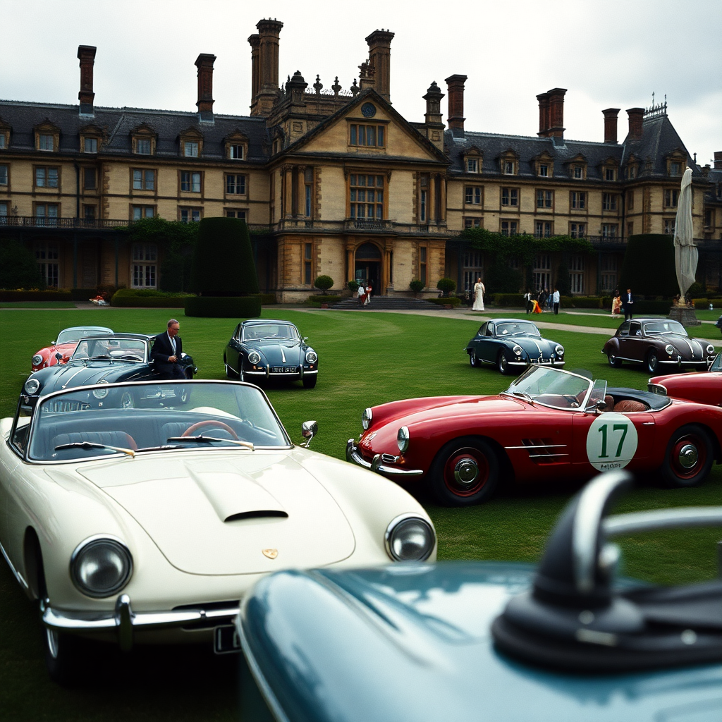 Concours of Elegance Hampton Court Palace rare vintage cars immaculate lawn Tudor palace, editorial 