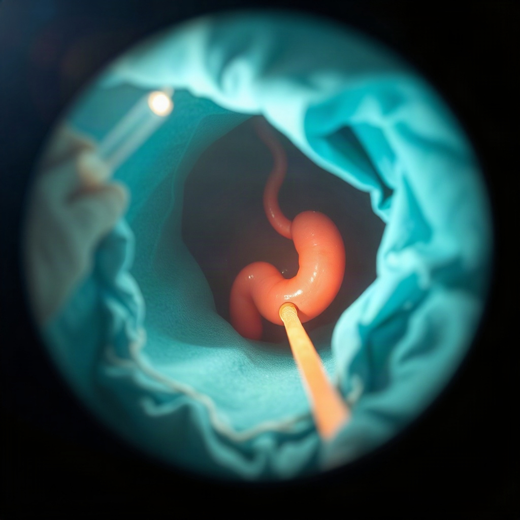 colonoscopy procedure concept, abstract medical imagery, soft light