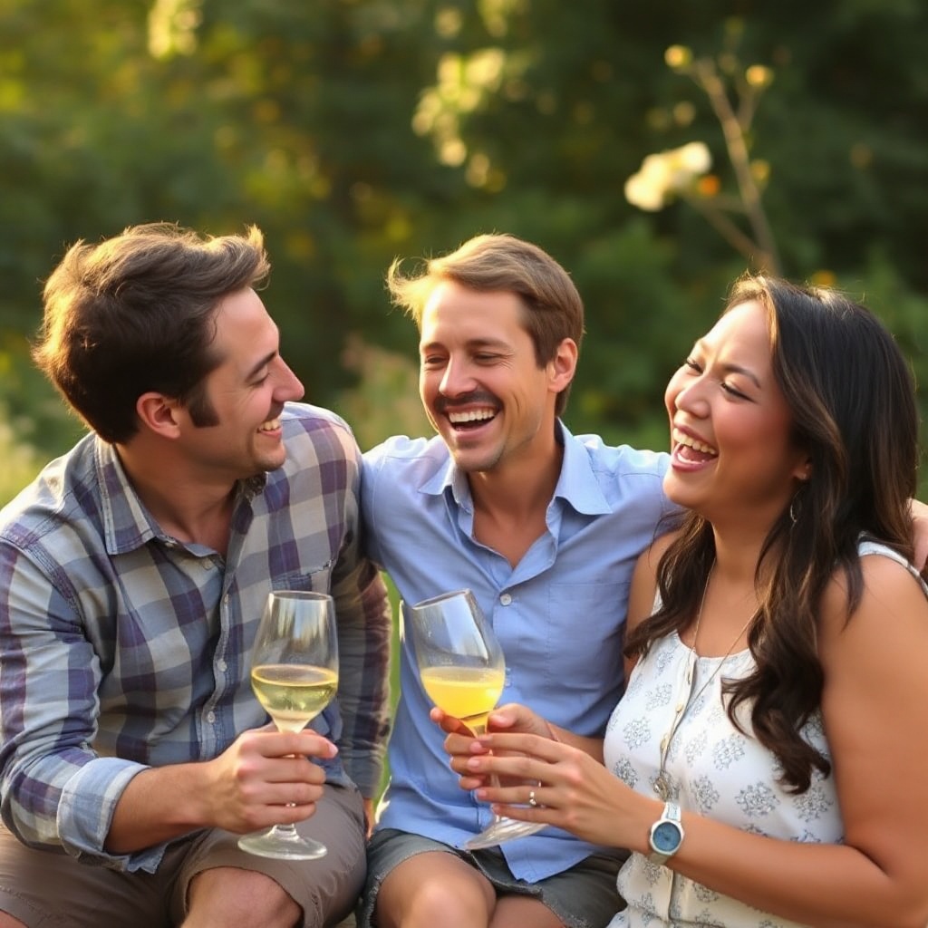 Family laughing together outdoors