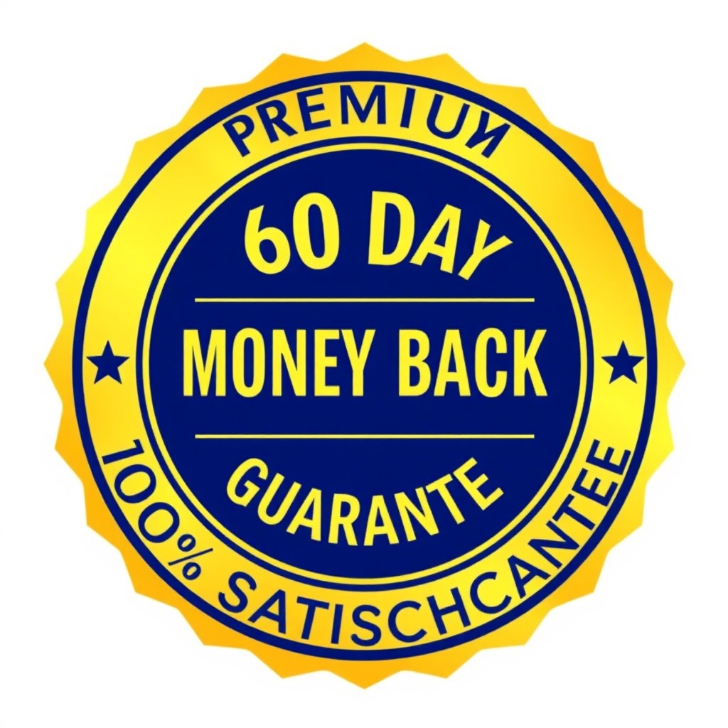 Premium Gold- und Marineblau-Siegelgrafik, 60-Tage-Geld-zurück-Garantie