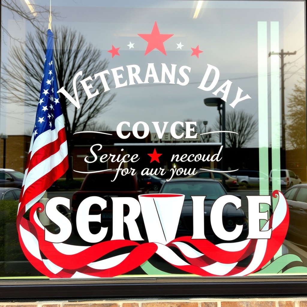 coffee shop window veterans day thank you for your service military patriotic storefront art