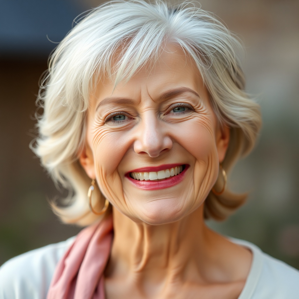 portrait of a smiling woman in her 50s, happy expression, without background