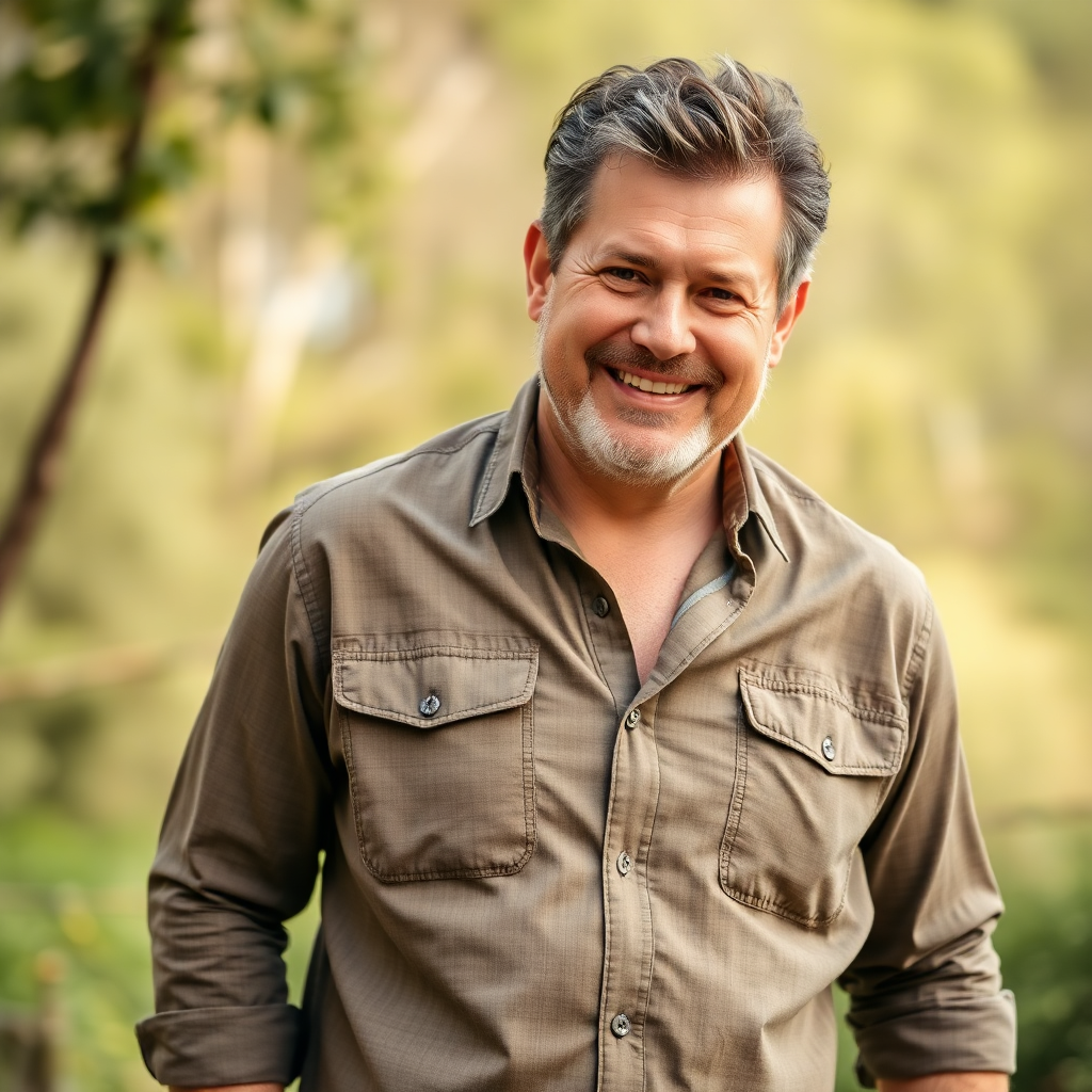 confident healthy man weight loss success, middle-aged man looking fit and energetic, wearing casual