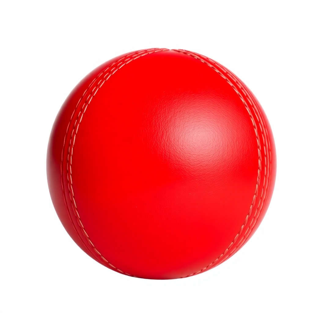 single bright crimson red leather cricket ball T20 format