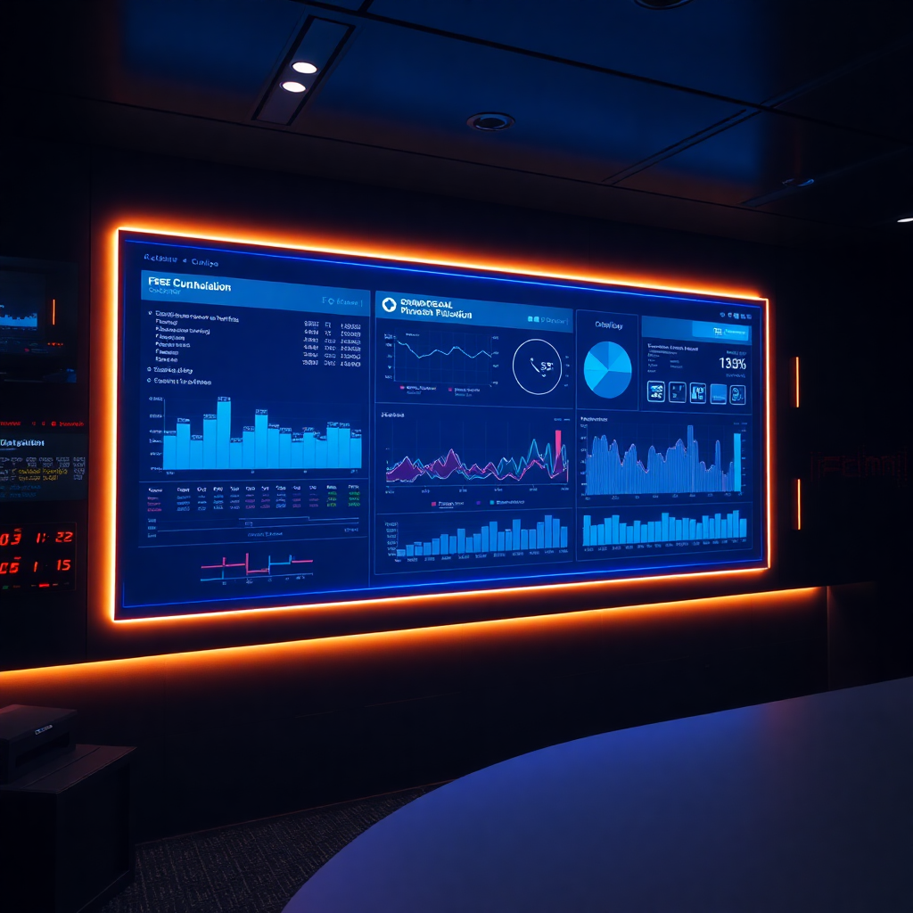 Data visualization dashboard in a tech command center