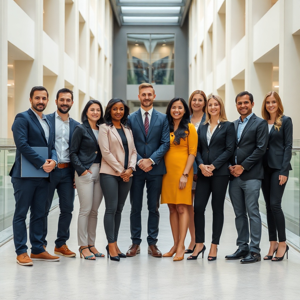 team of technology professionals in a modern collaborative workspace