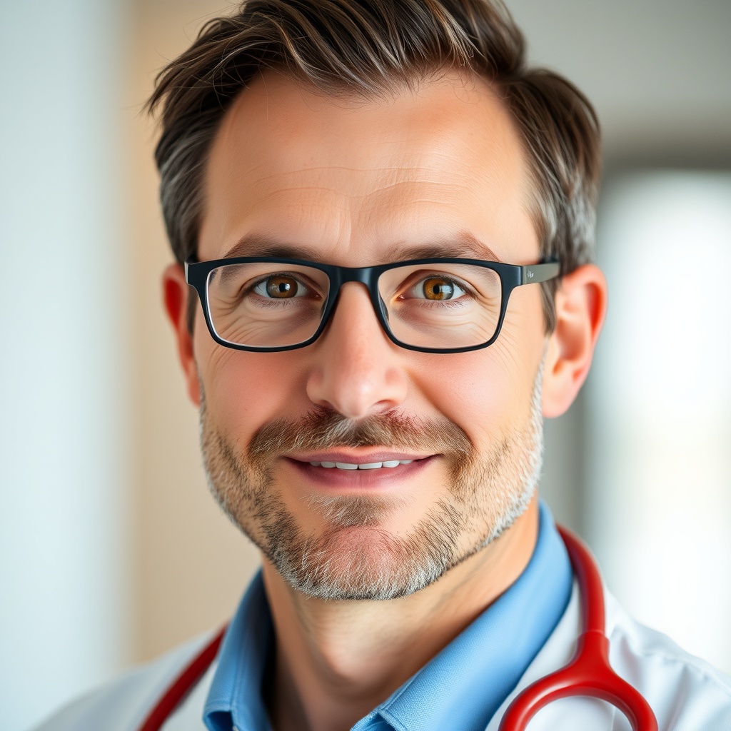 portrait of a male physician, professional headshot