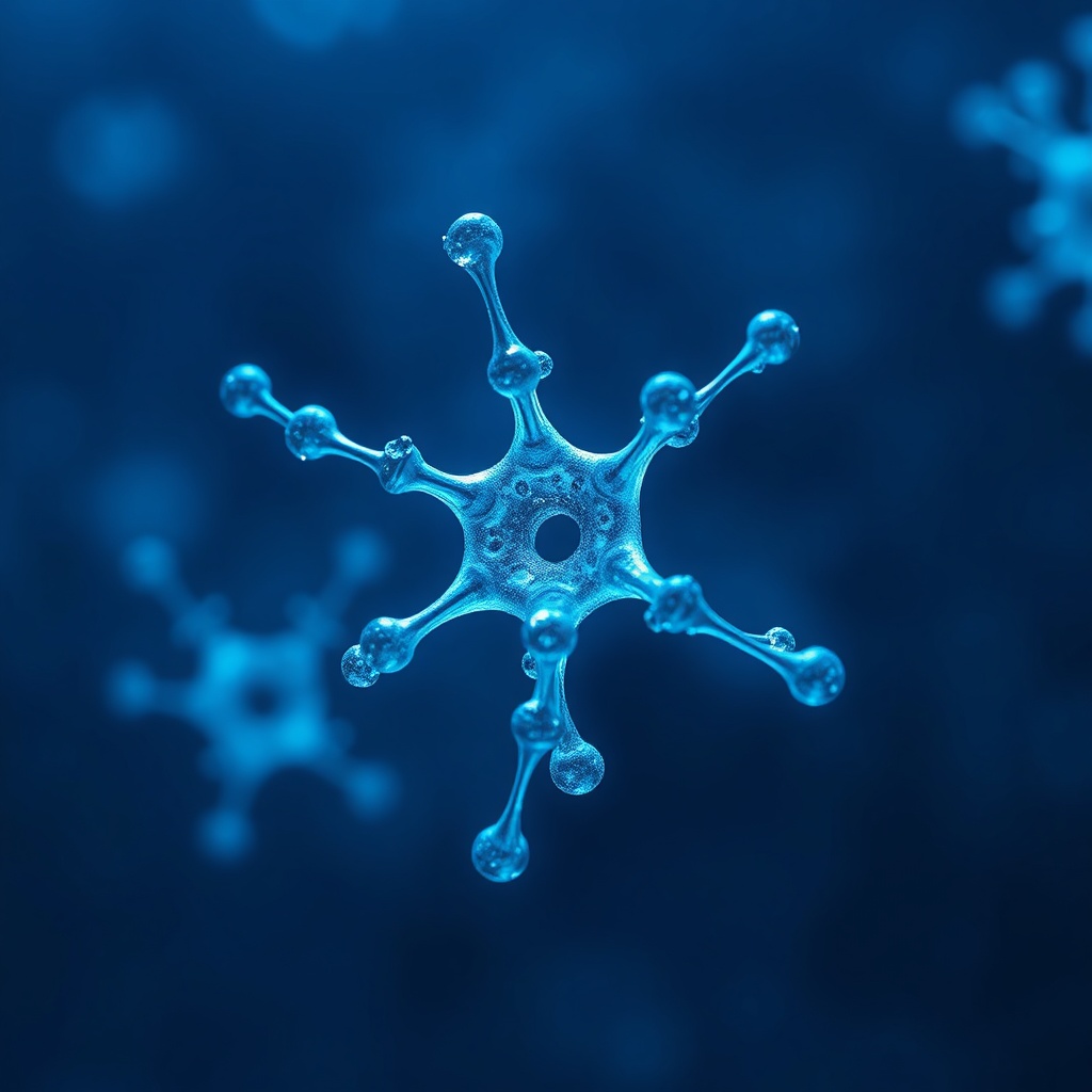 abstract microscopic view of titanium molecular structure glowing blue, scientific visualization, cl