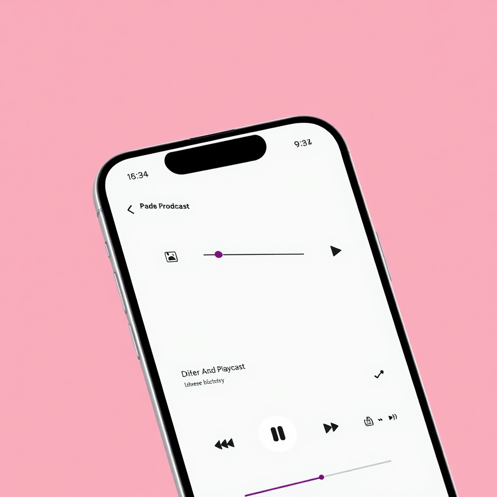 modern podcast platform app interface, clean playback controls, playlist UI, minimalist audio app de