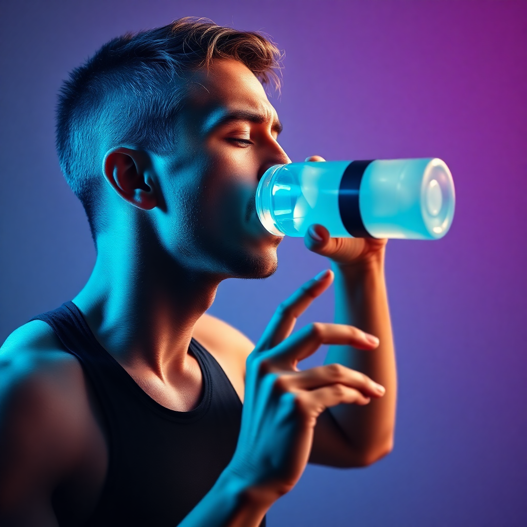 Athlete hydrating after a workout