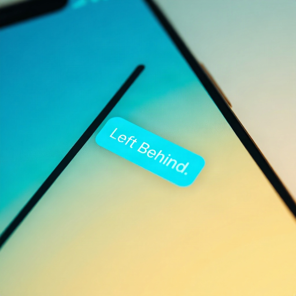 close up of smartphone screen showing a 'Left Behind' notification alert, modern UI design