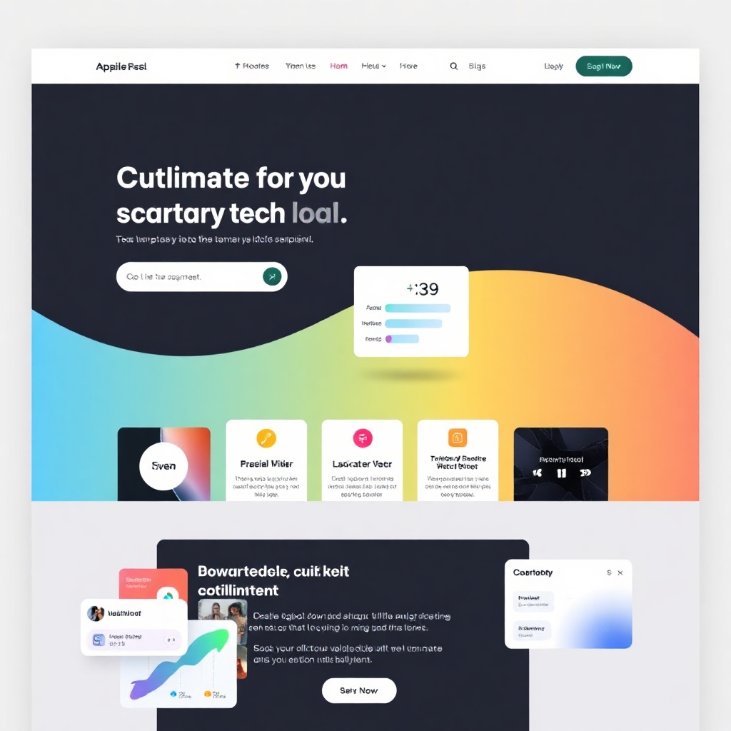 modern minimalist landing page template for a tech startup, clean UI design, high-quality screenshot