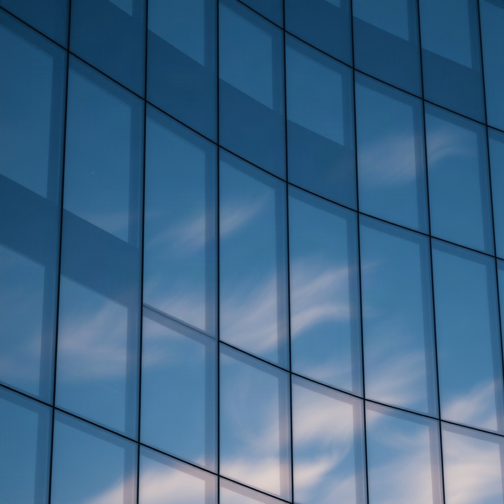 modern building with glass reflections