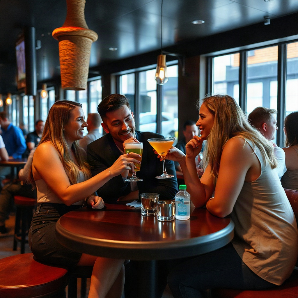 friends sharing a drink at the clubhouse lounge