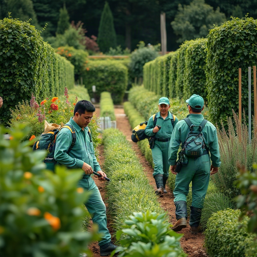 CleanAxis crew working in a garden