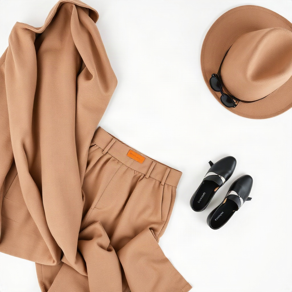 minimalist outfit flatlay composition