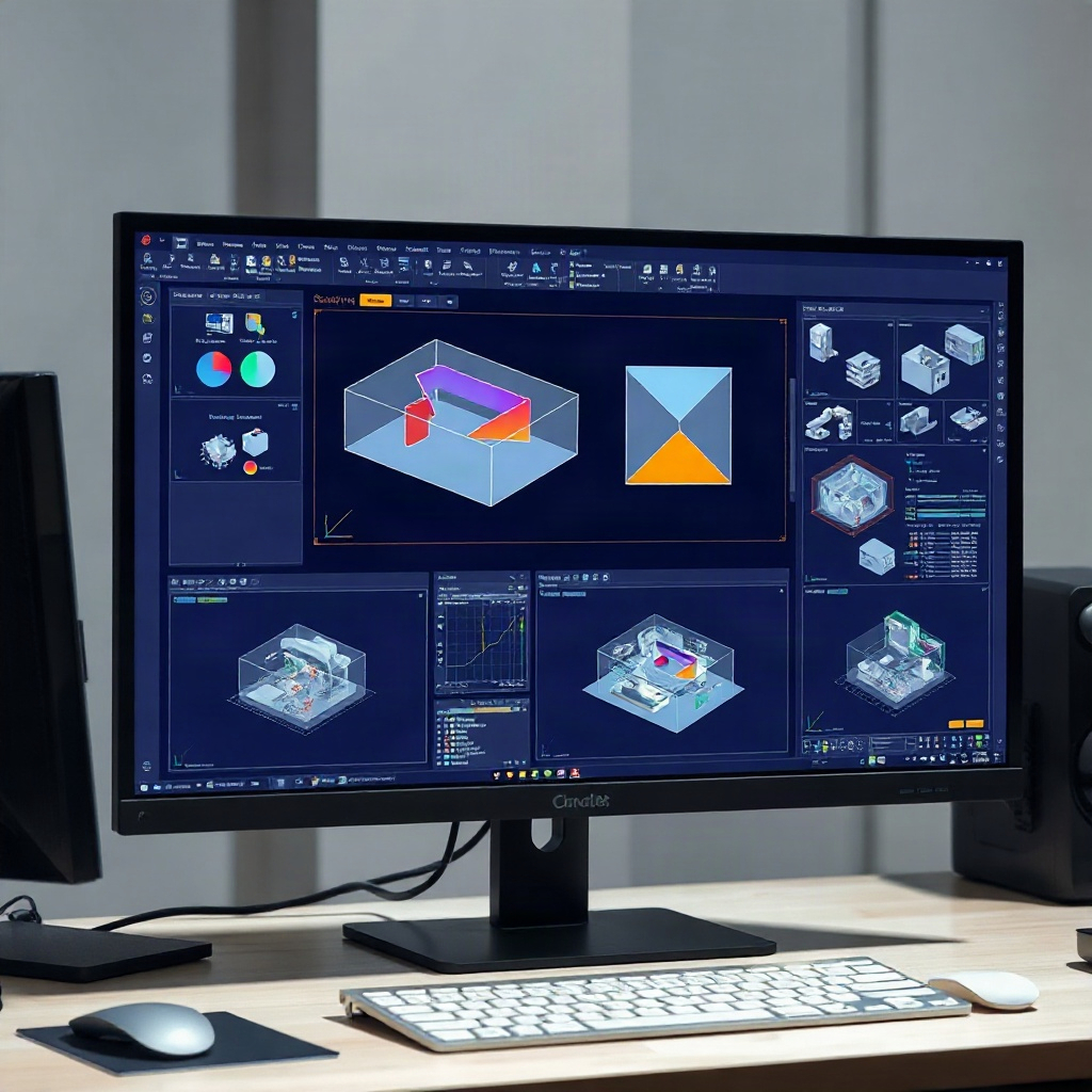 professional computer monitor showing high-fidelity wireframes and design tools