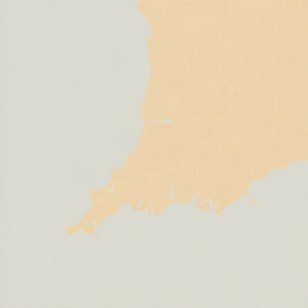 minimalist artistic map of a coastal region, soft earth tones, topographical lines