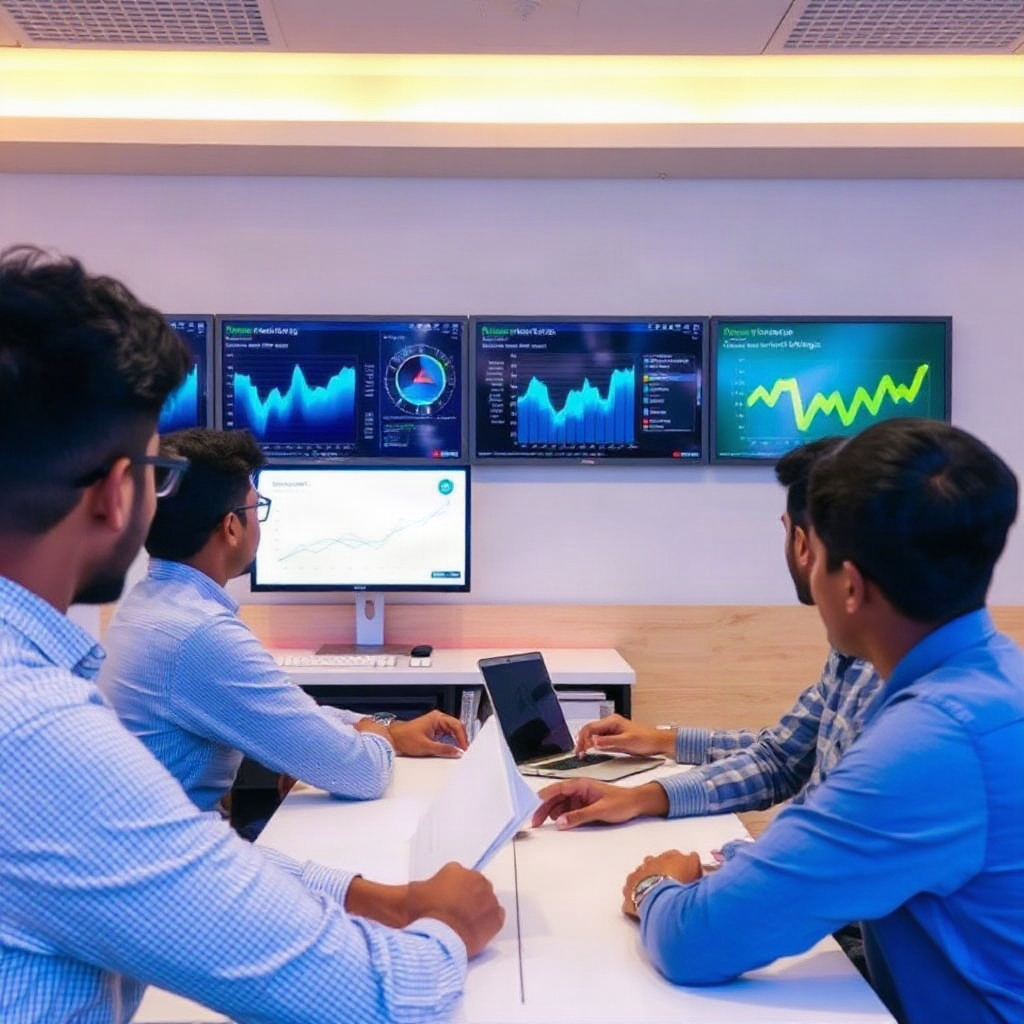 modern digital marketing classroom in Chennai, professional mentors and students interacting with di