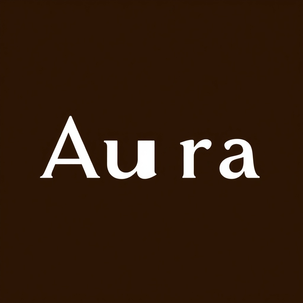 Minimalist white logo for global coffee brand 'Aura', without background